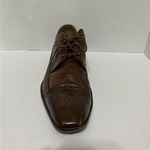 Vintage MAXIMO MIRELLA Brown Italian Wing Tip Brogues, Size 9M Made in Italy - Picture 2 of 12